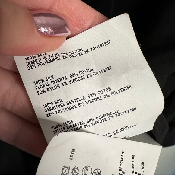 Miu Miu | Black Silk Blend Back Button Down Long Sleeve Blouse Size 44 US 12 - Picture 7 of 9